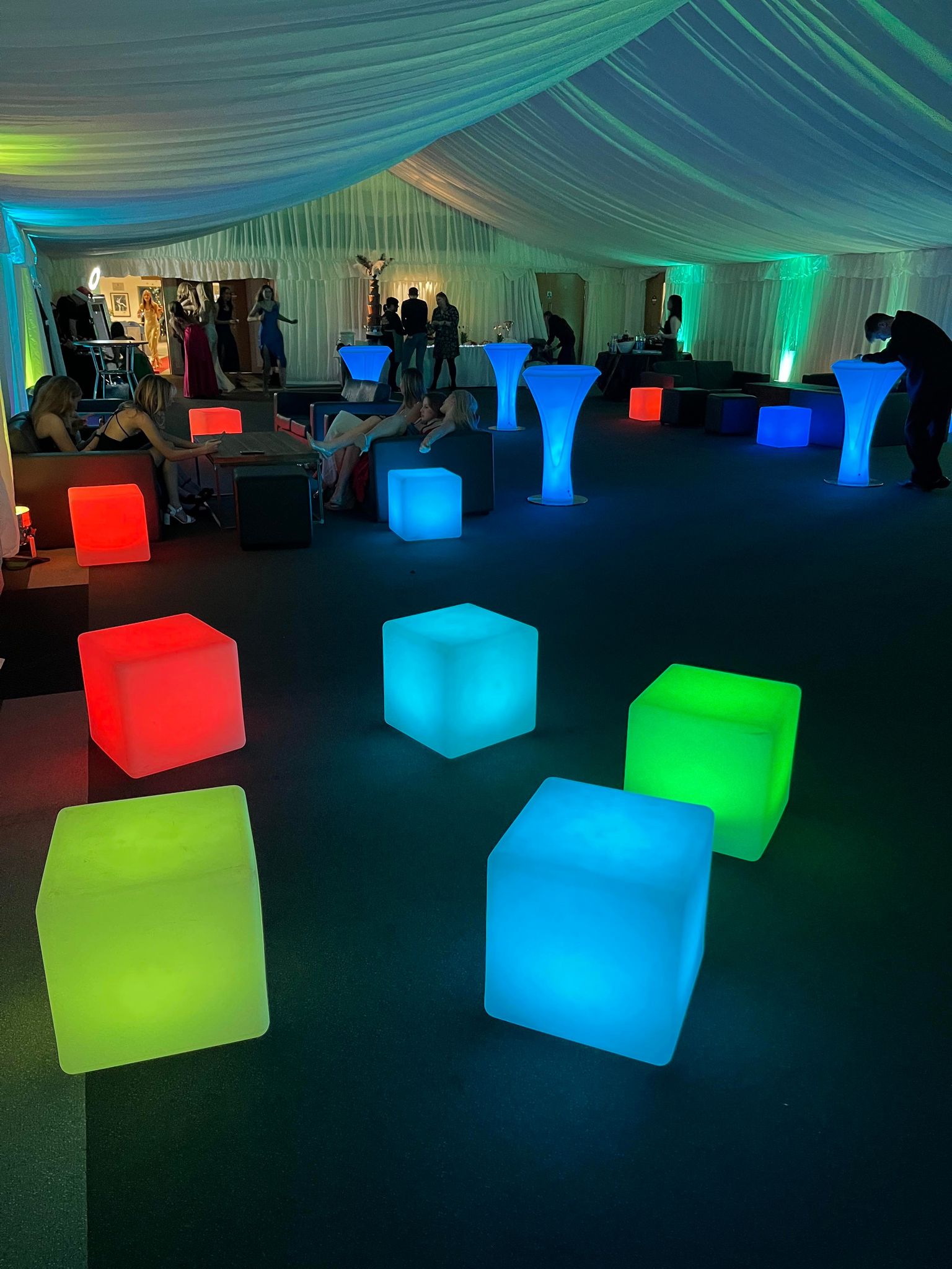 LED light up glow Furniture hire Gloucestershire Light up furniture event hire